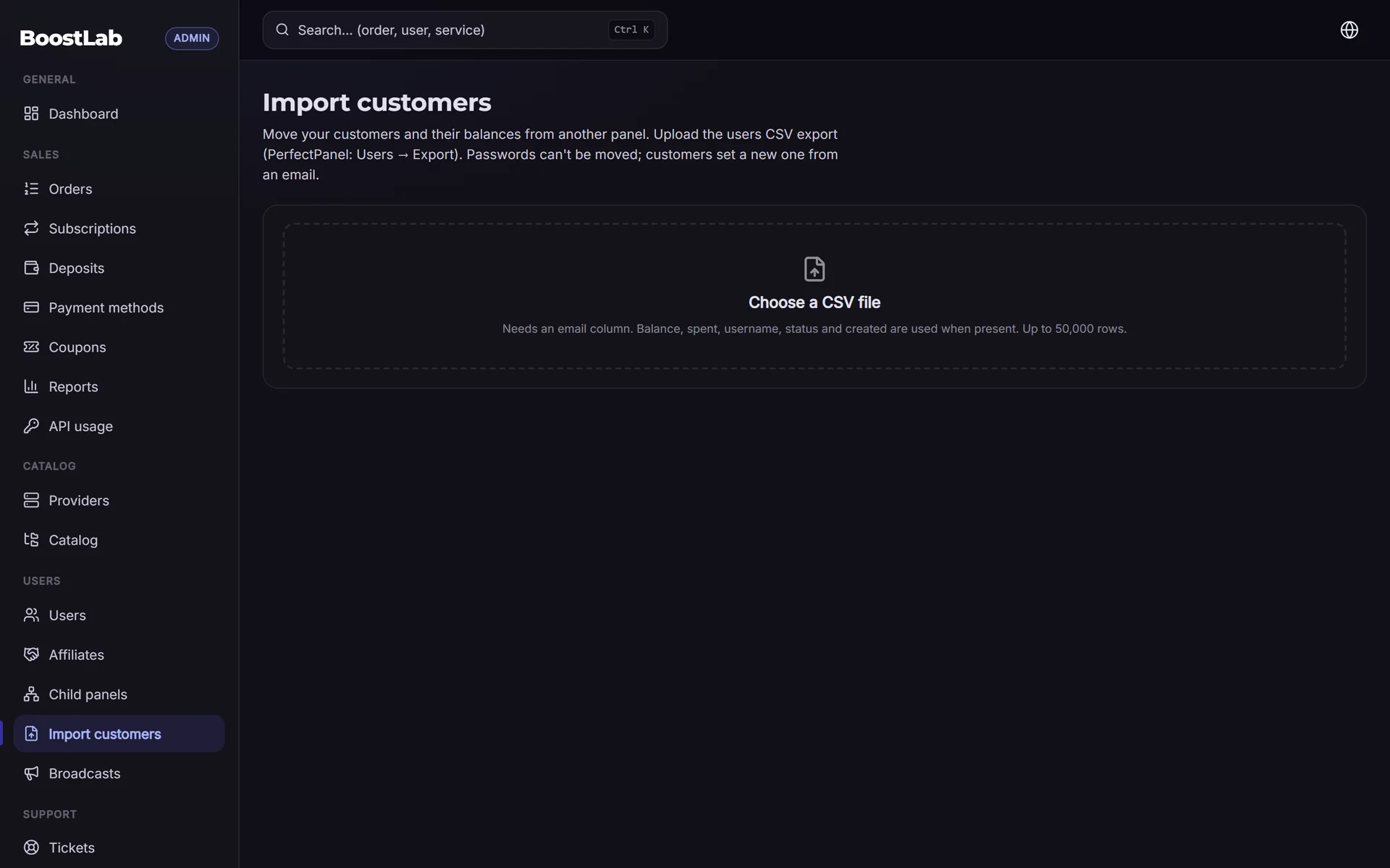 Import customers with their balances from a CSV export