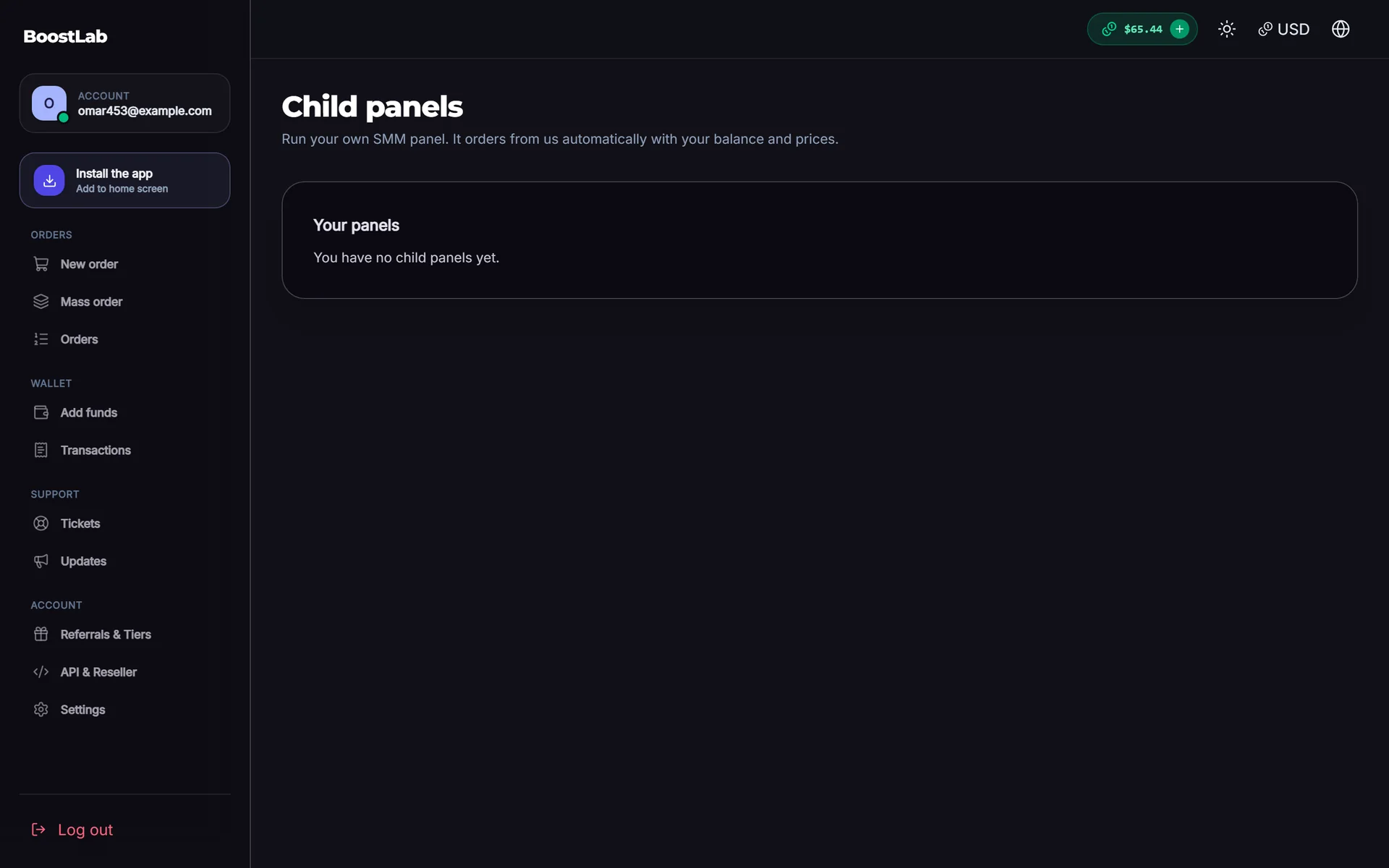Customers order their own child panel from your panel